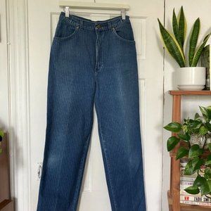 Vintage indigo pinstripe straight leg jeans